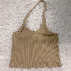 Tan halter crop top